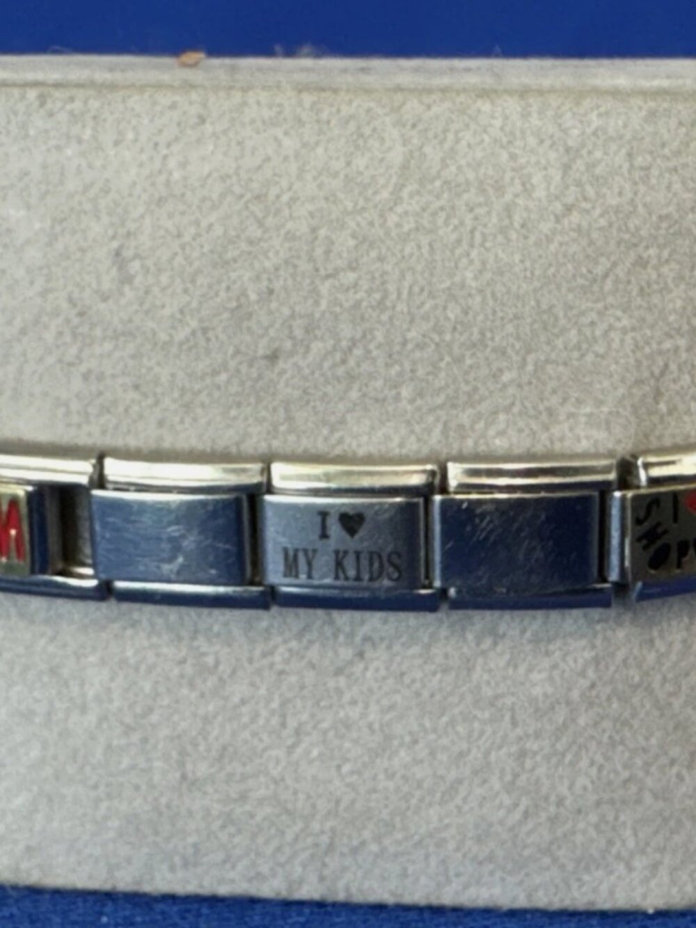 Italy Charm 18k/Stainless Bracelet With 9 Assorted Charms - Army, Mom, Shopping